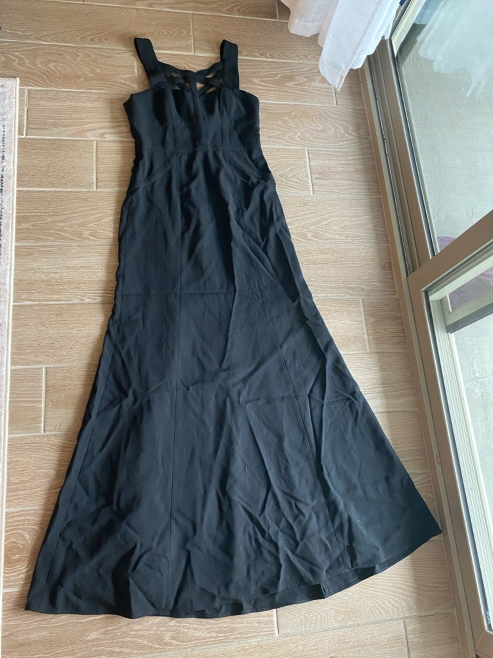 BCBGMaxAzria Black Maxi Dress with Strappy Square Neck